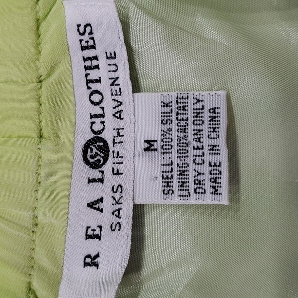 Saks fifth Ave Real Clothes, 100% silk Wrap skirt beautiful green. med. Y2k - Picture 5 of 11